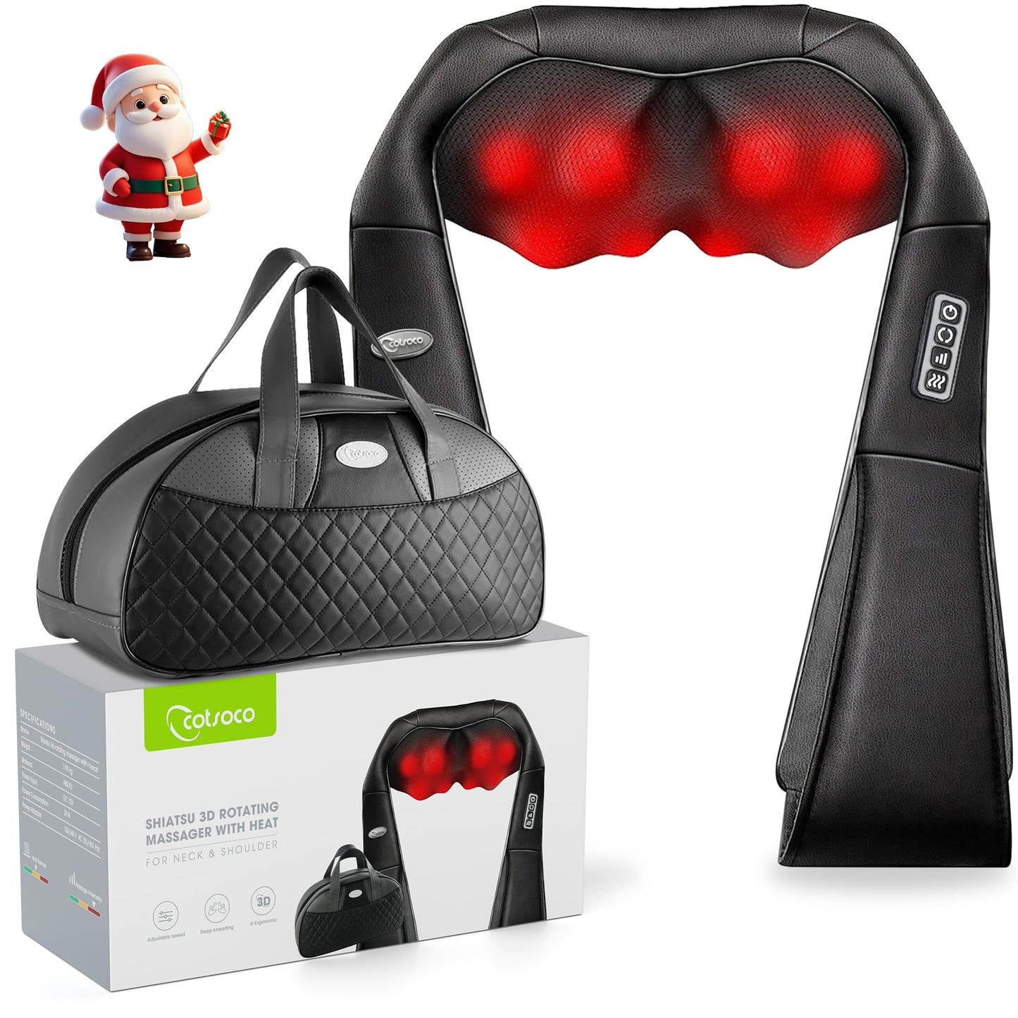 cotsoco Shiatsu Back Neck and Shoulder Massager with HeatDeep Tissue 3D Kneading Pillow Electric Full Body Massager for LegsFootBody Muscle Pain ReliefGifts for Mom Dad